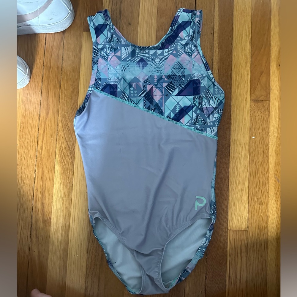 Geometric Patterned Gymnastics Leotard - Gem
